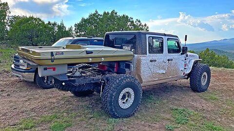 Installing a HIGH END Rooftop Tent on a SKETCHY DIY Wooden Flatbed Jeep Gladiator Truck Camper