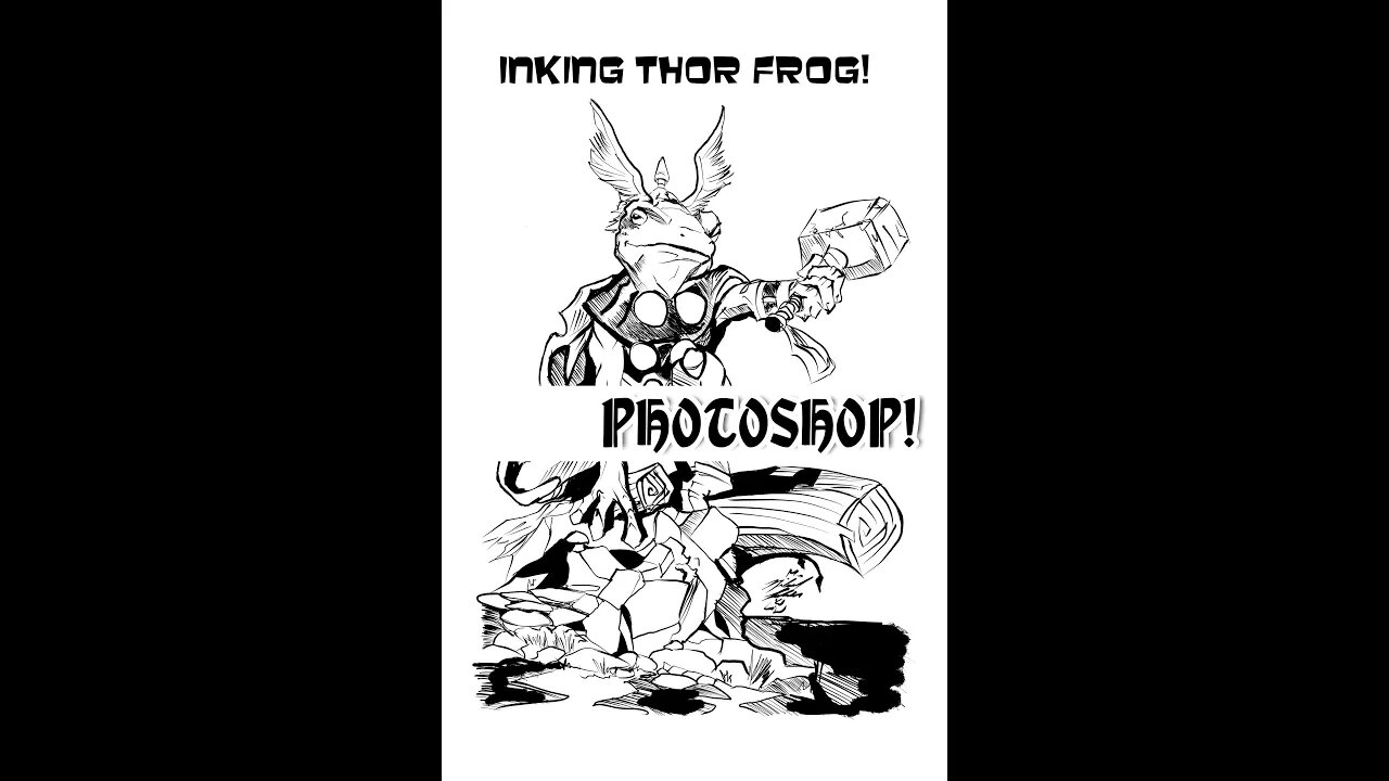 Inking Thor frog in photoshop.