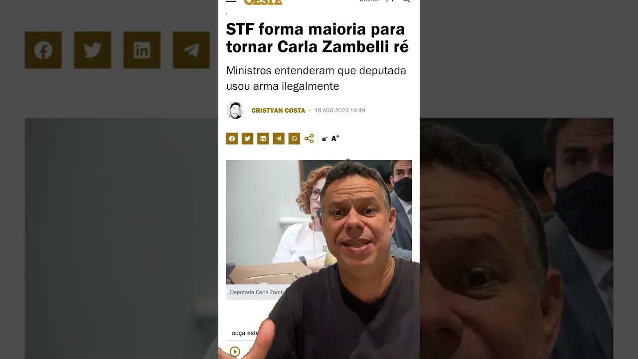 STF forma maioria para tornar a deputada federal Carla Zambelli ré #shortsvideo