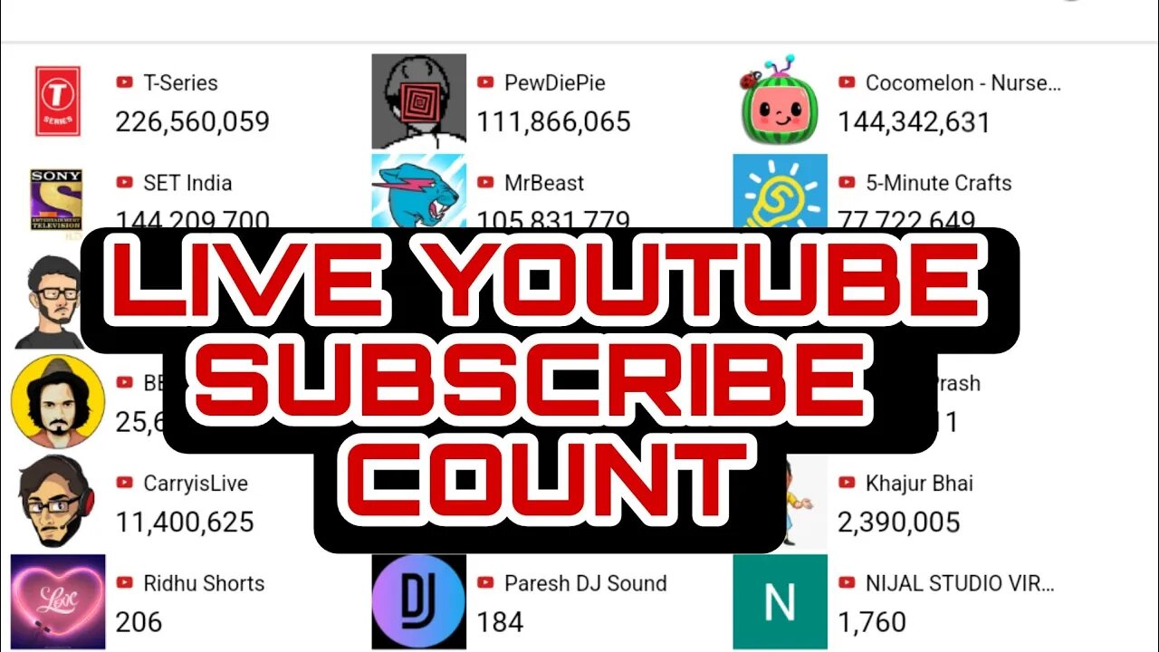 20 Populer Youtube Channel Live Count #live