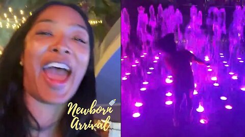 Ray J's Wife Princess Love Watches Daughter Melody Get Soaked In Ground Fountain! 💧