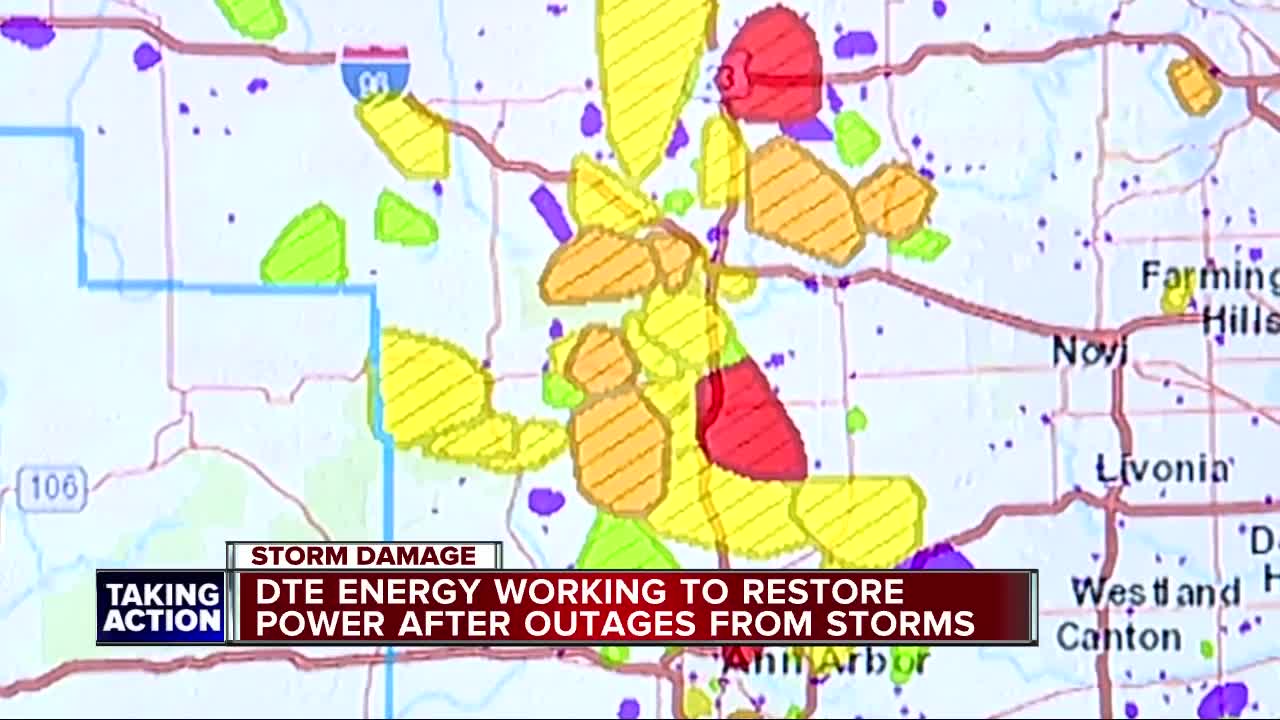 DTE Energy working to restore power after outages from storms