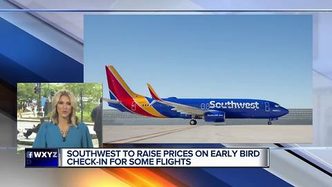 Southwest to raise prices on early bird check-in for some flights