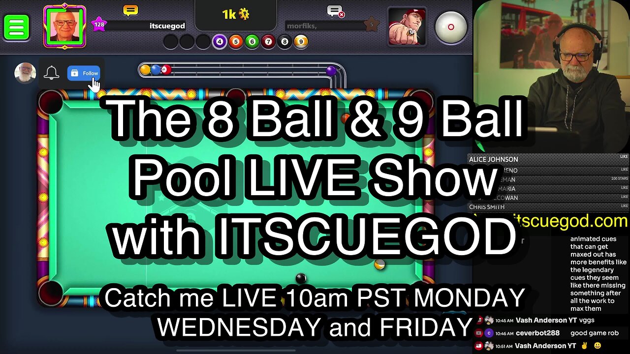 The 8 Ball & 9 Ball Pool LIVE Show with ITSCUEGOD