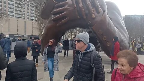 listening to the public opinion of the Embrace statue at the commons