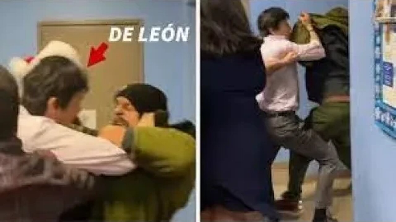 Kevin De Leon Lies about altercation with protestor #kevindeleon #losangeles #fights #assualt