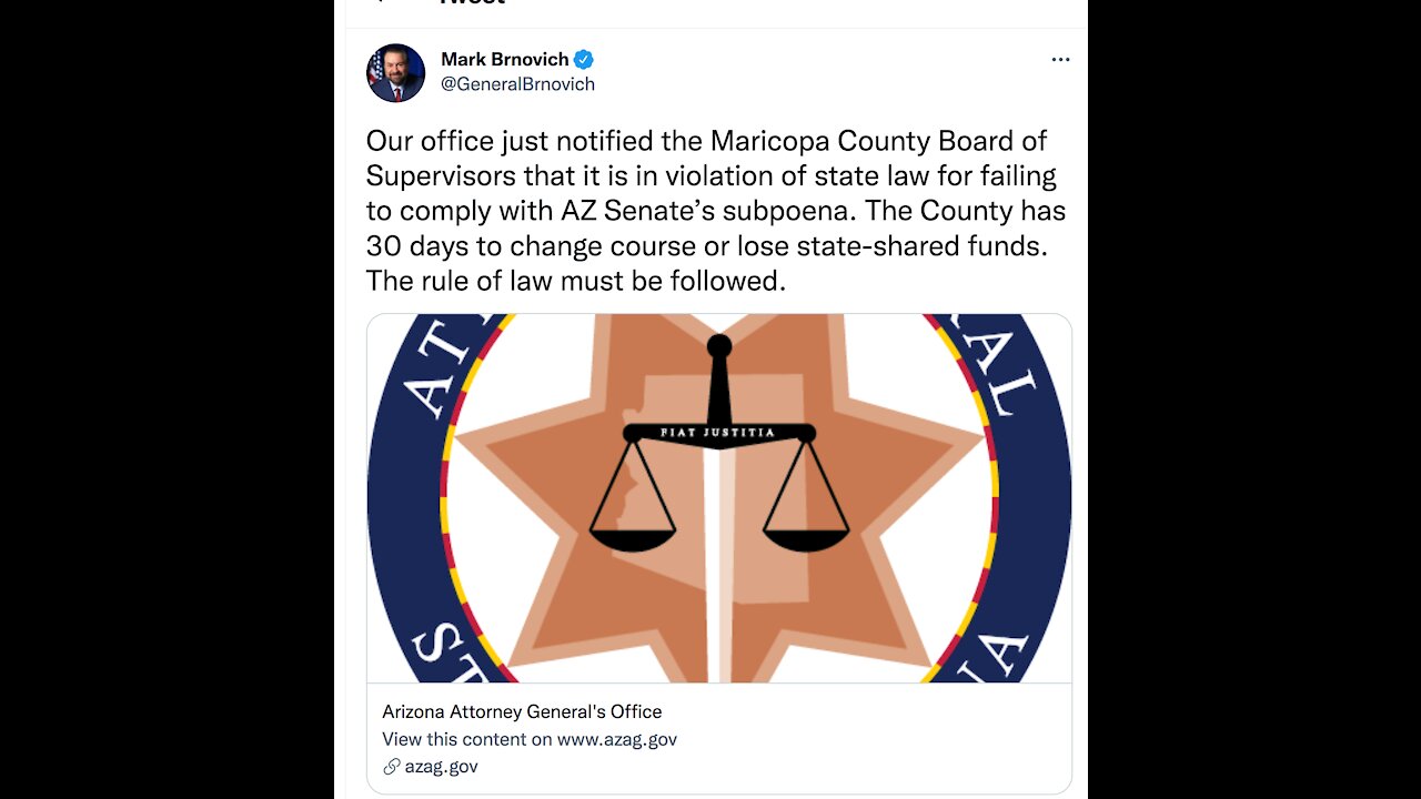 Brnovich, Arizona Attorney General, Finally Stands Up to the Board Of Supervisors