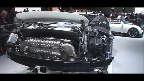 HUGE W16 engine of Bugatti Veyron Grand Sport in separated view from car