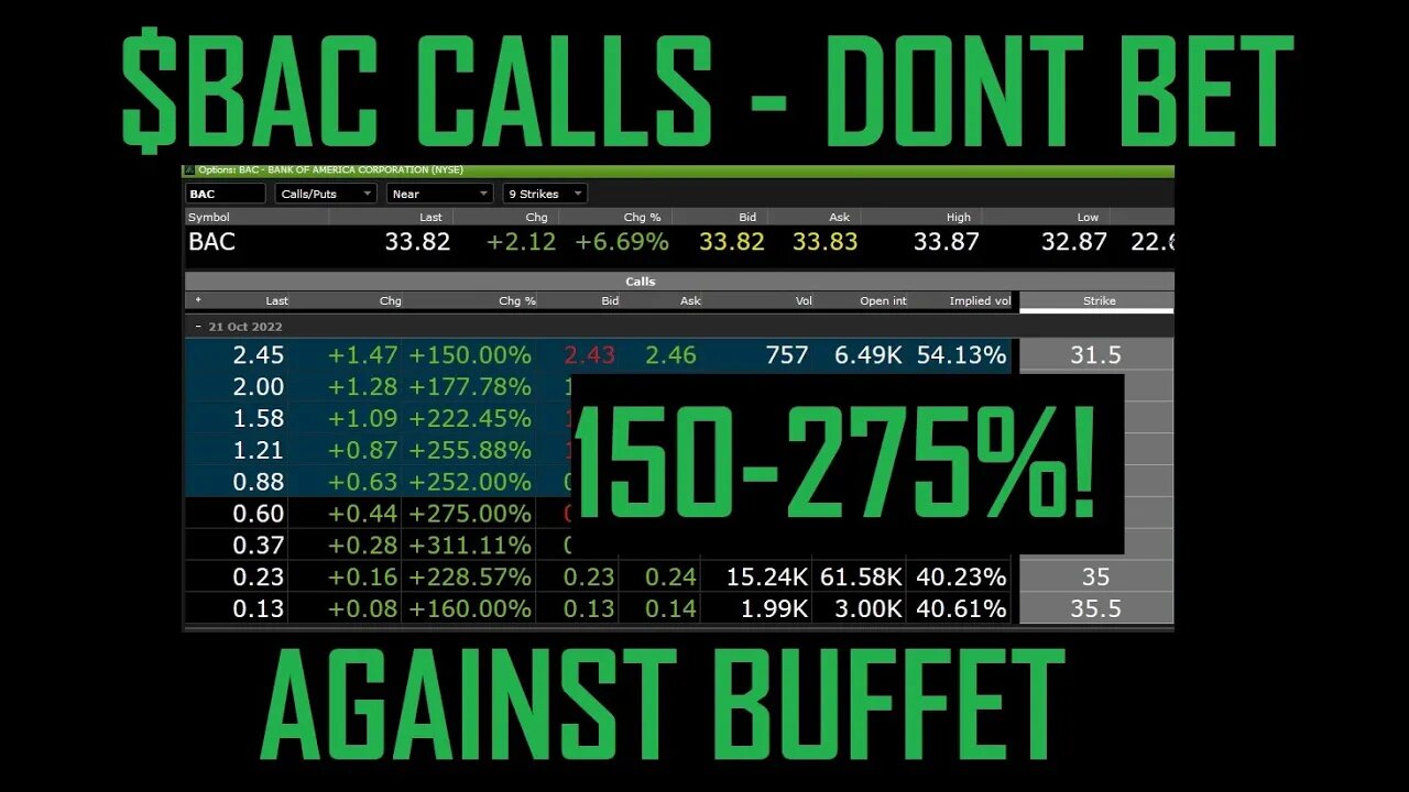 DONT BET AGAINST BUFFET - $BAC CALLS UP 150-275% (UPWARDS OF 311%!)