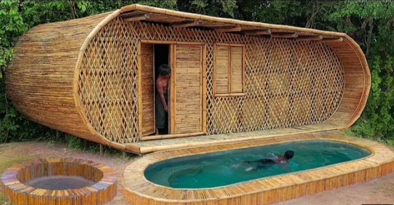 Building jungle Villa and swimming pool with Decor private living room. (Full Video)