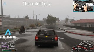 Chevrolet Celta - GTA V | Entrando na favela | Logitech g27 Gameplay