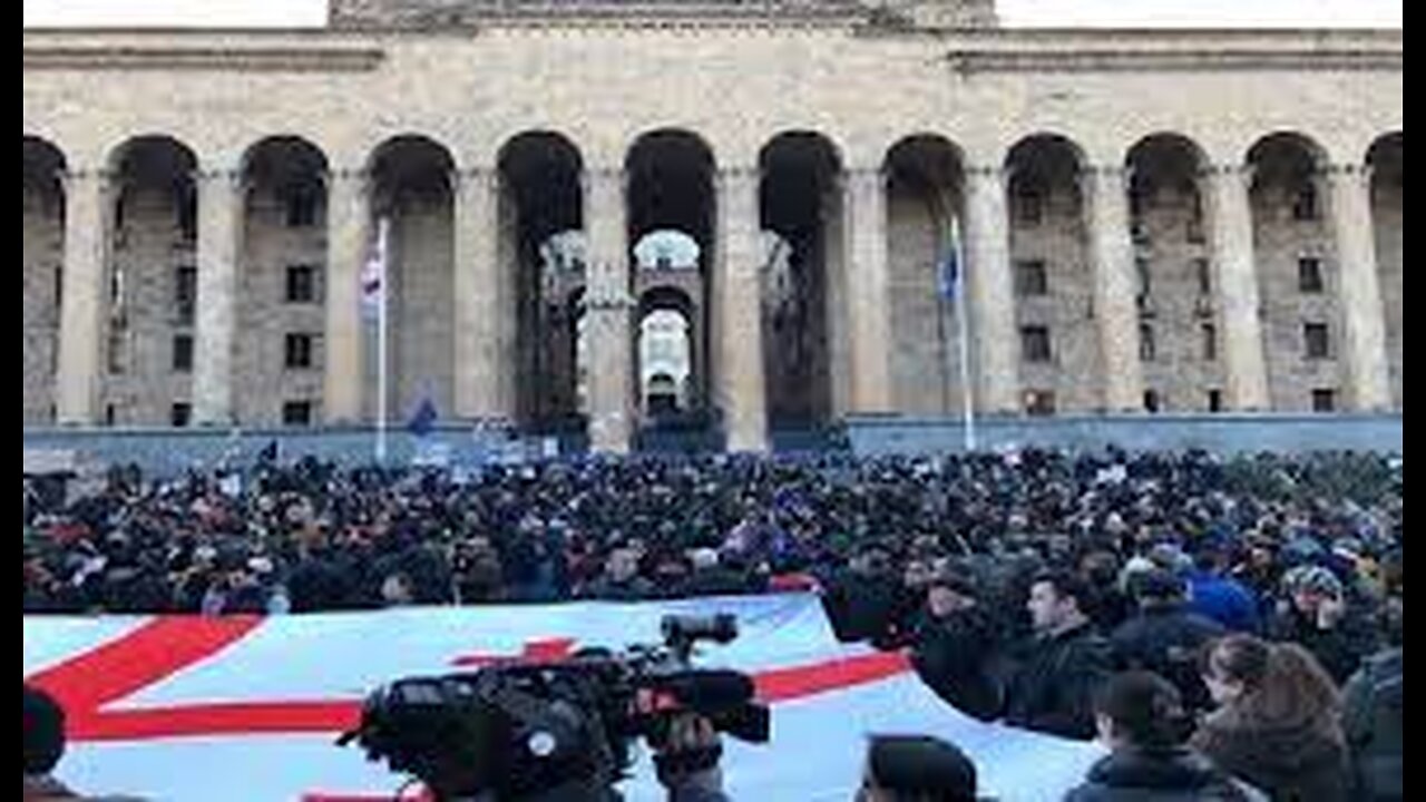 Protesters gather outside Georgian Parliament