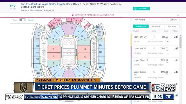 VGK tickets plummet minutes before game