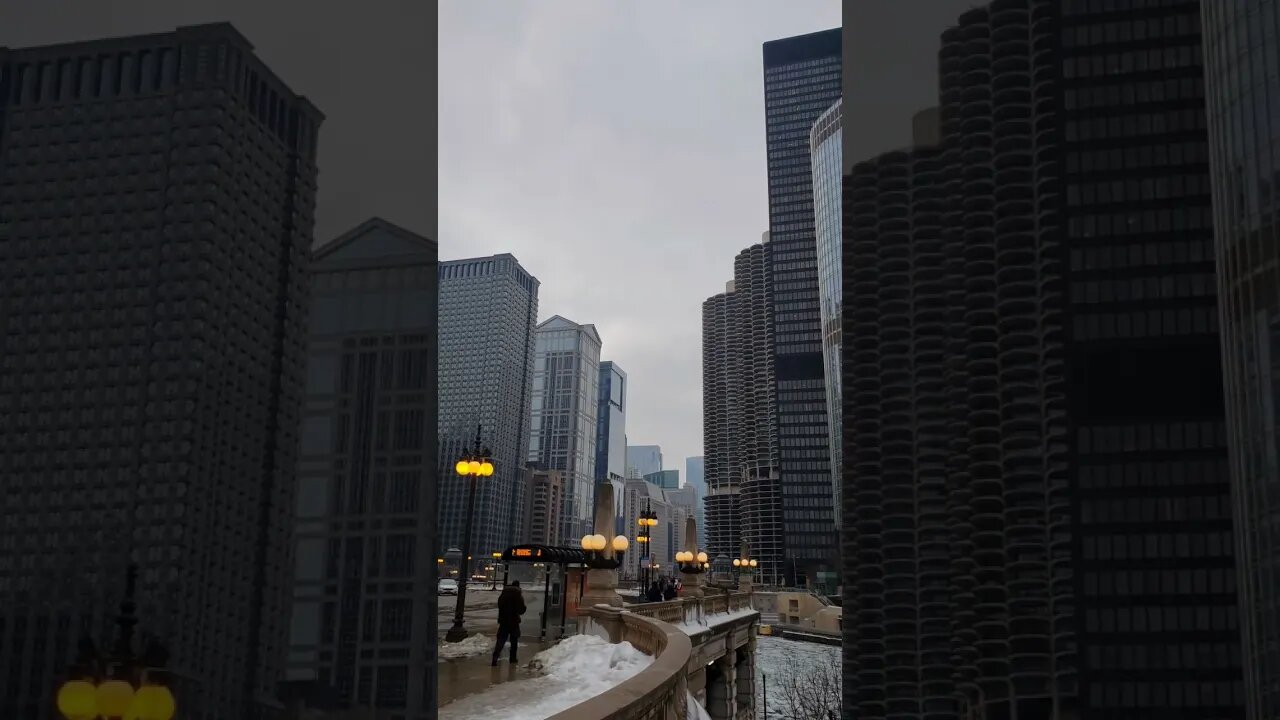 Unedited clip of Chicago in Winter [Cảnh thành phố Chicago mùa đông] #chicago #winter #shorts