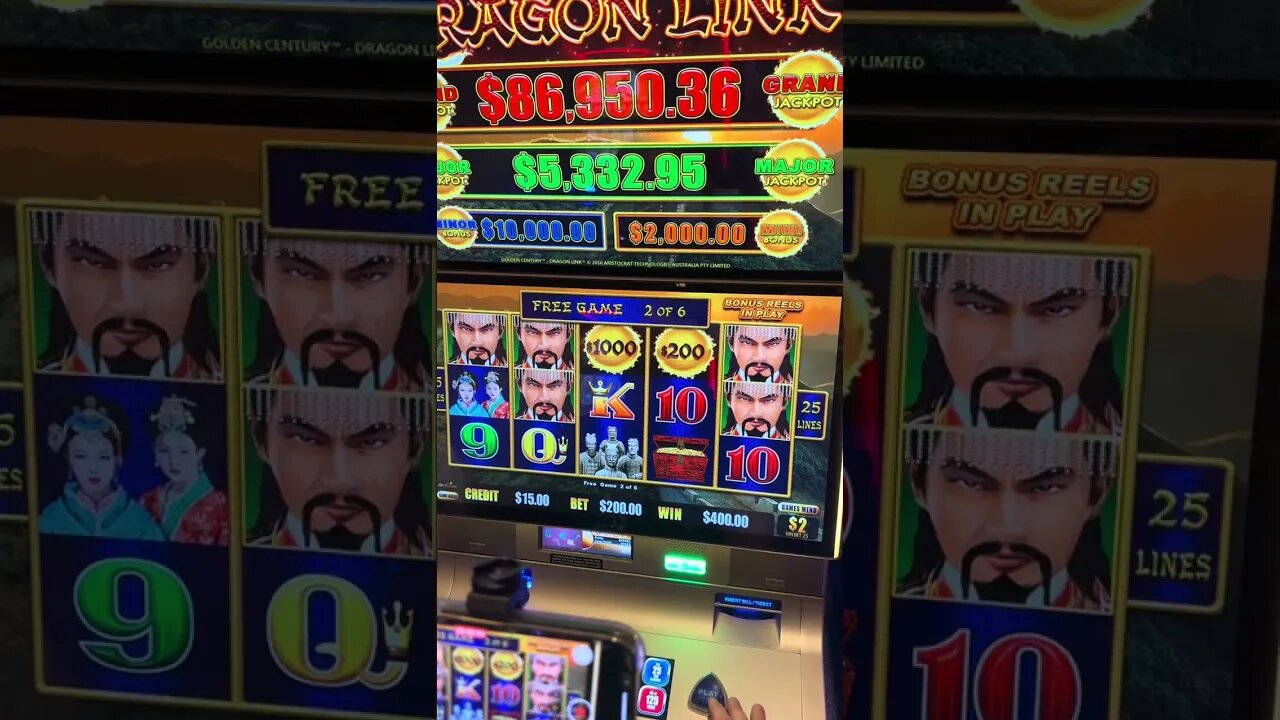 $200 Bet Dragon Link Jackpot #casino #slots #gaming