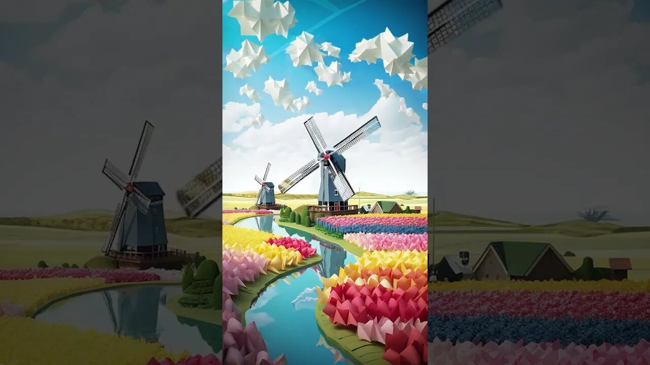 windmill Tulip #flowers #tulips #origami #papercraft #colorful #animation #flower #river #landscape