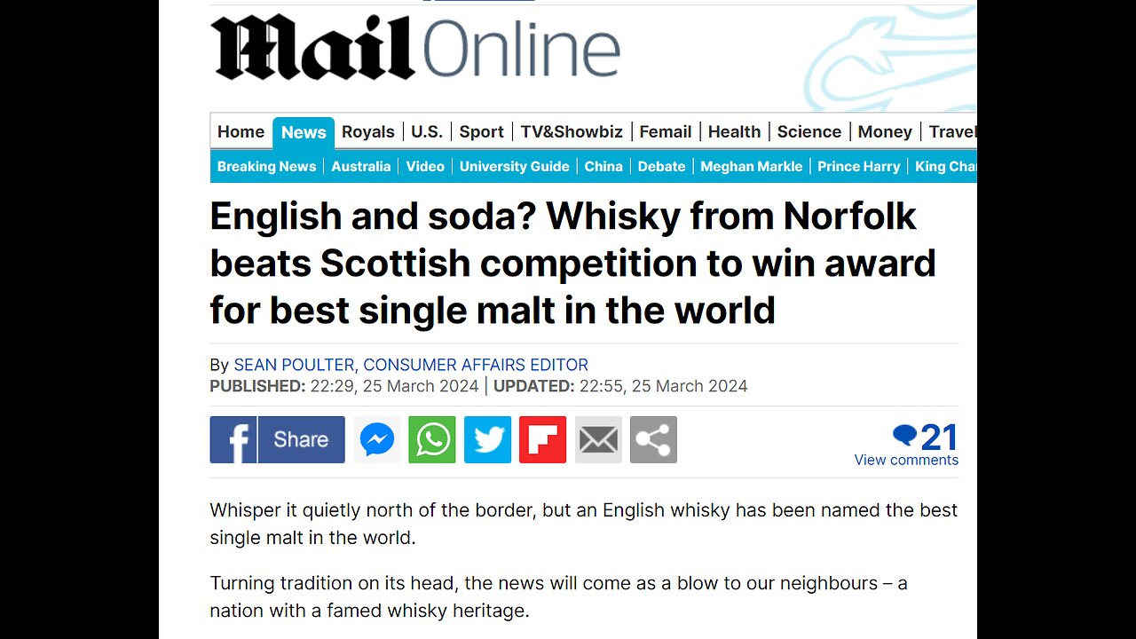The English Whiskey company in Norfolk beats all in title - Best single malt in the World.