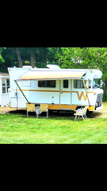1973 Winnebago's engine under the dog house.