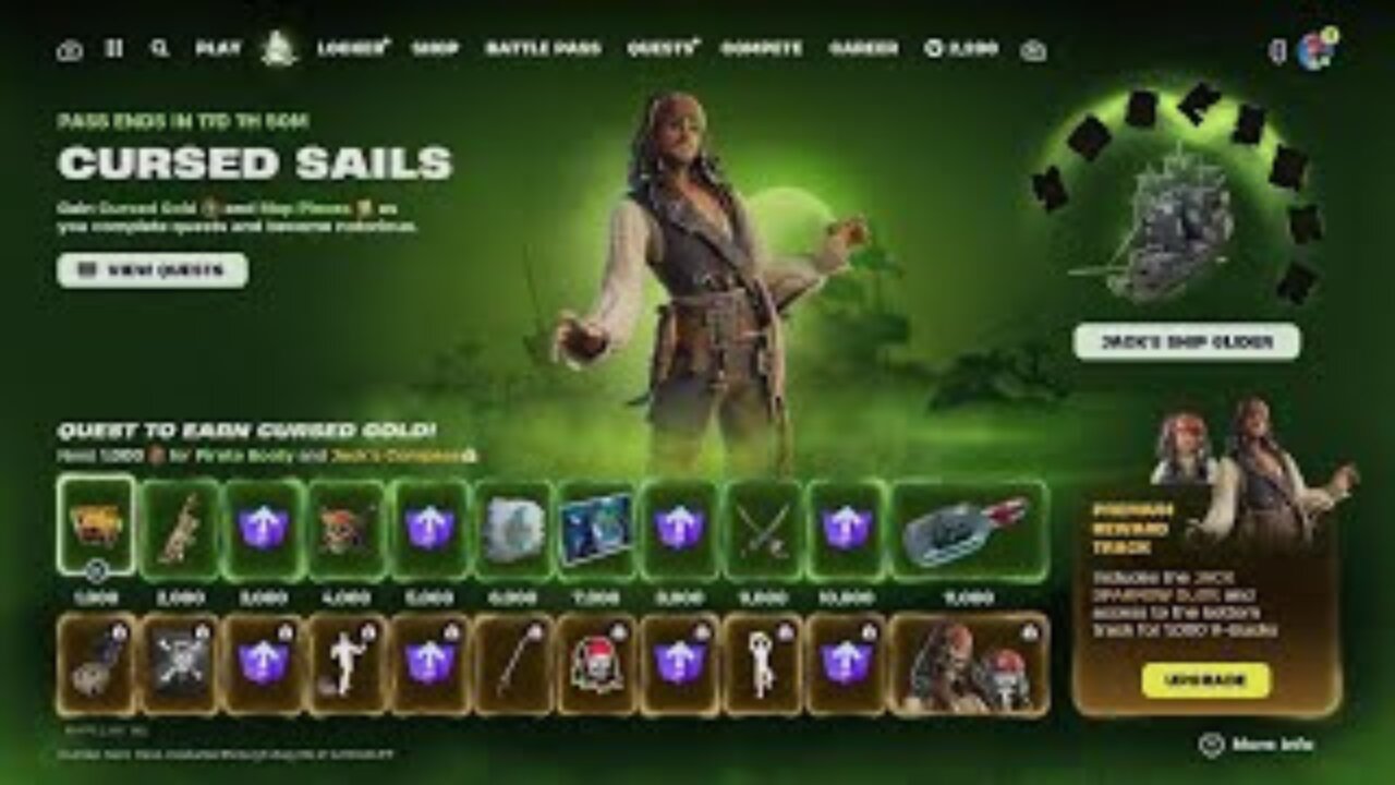 *New* Jack Sparrow Fortnite Pass(All Rewards)