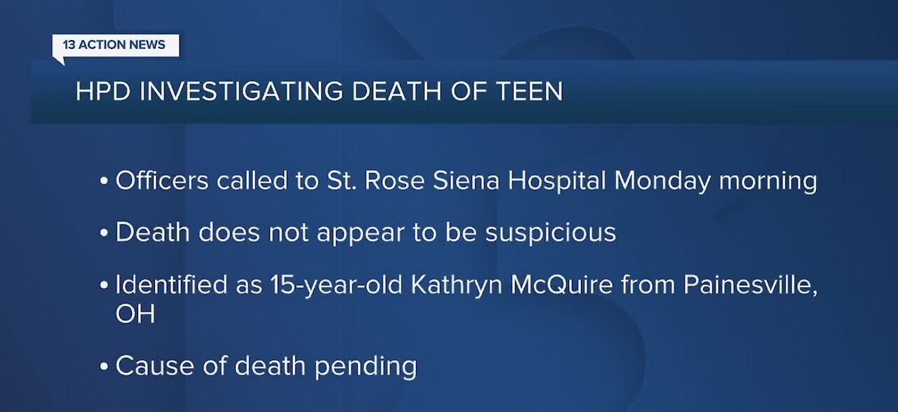 HPD investigating death of a teen