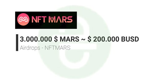 Airdrop - da Gleam - NTFMars - O MAIOR AIRDROP DE TODOS ATÉ 3.000.000 $ MARS ~ $ 200.000 BUSD