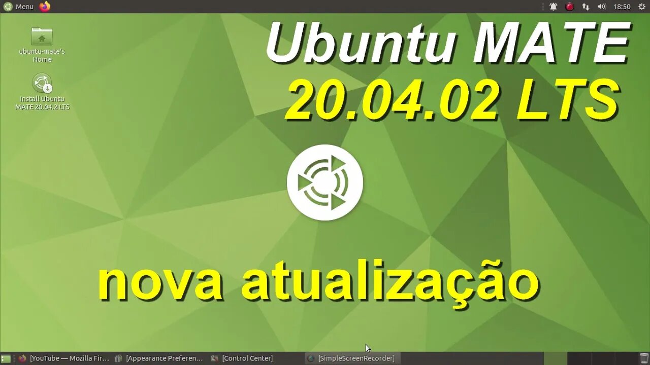 Ubuntu Mate 20.04.02 - atualização. Distro Linux MATE desktop - sabor oficial da Canonical (UBUNTU)