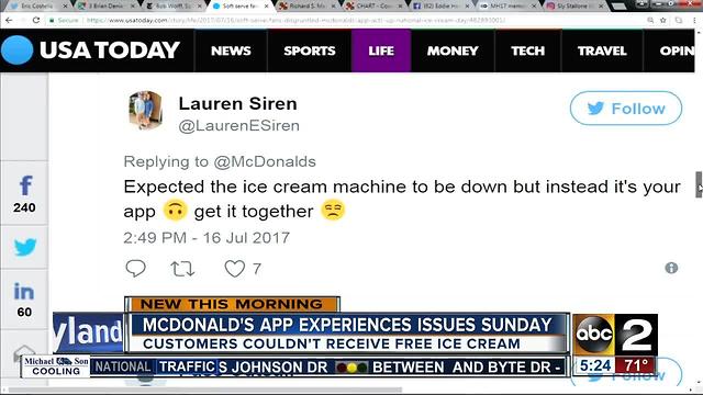 McDonald's app crashes on National Ice Cream Day