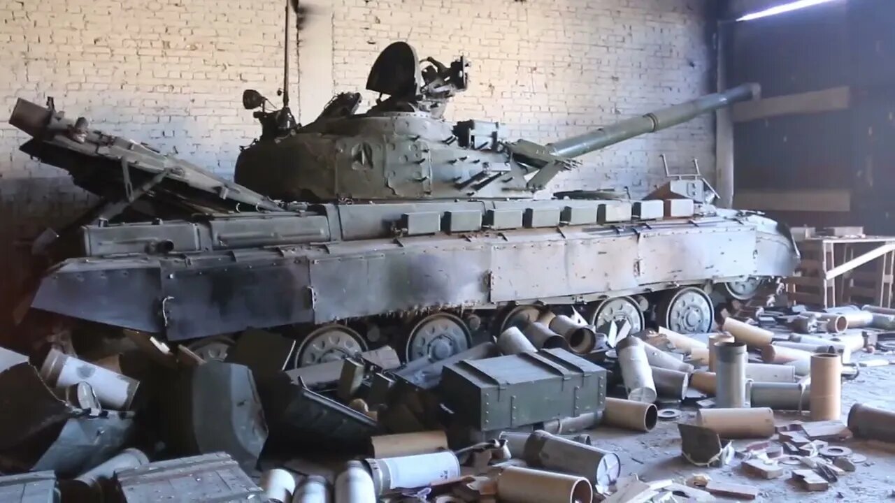 Russian Troops Show Captured Weapons Of Nationalist Battalions Of Ukraine In Kiev Region.