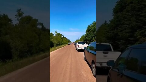 Huge line for Thunder Cove beach