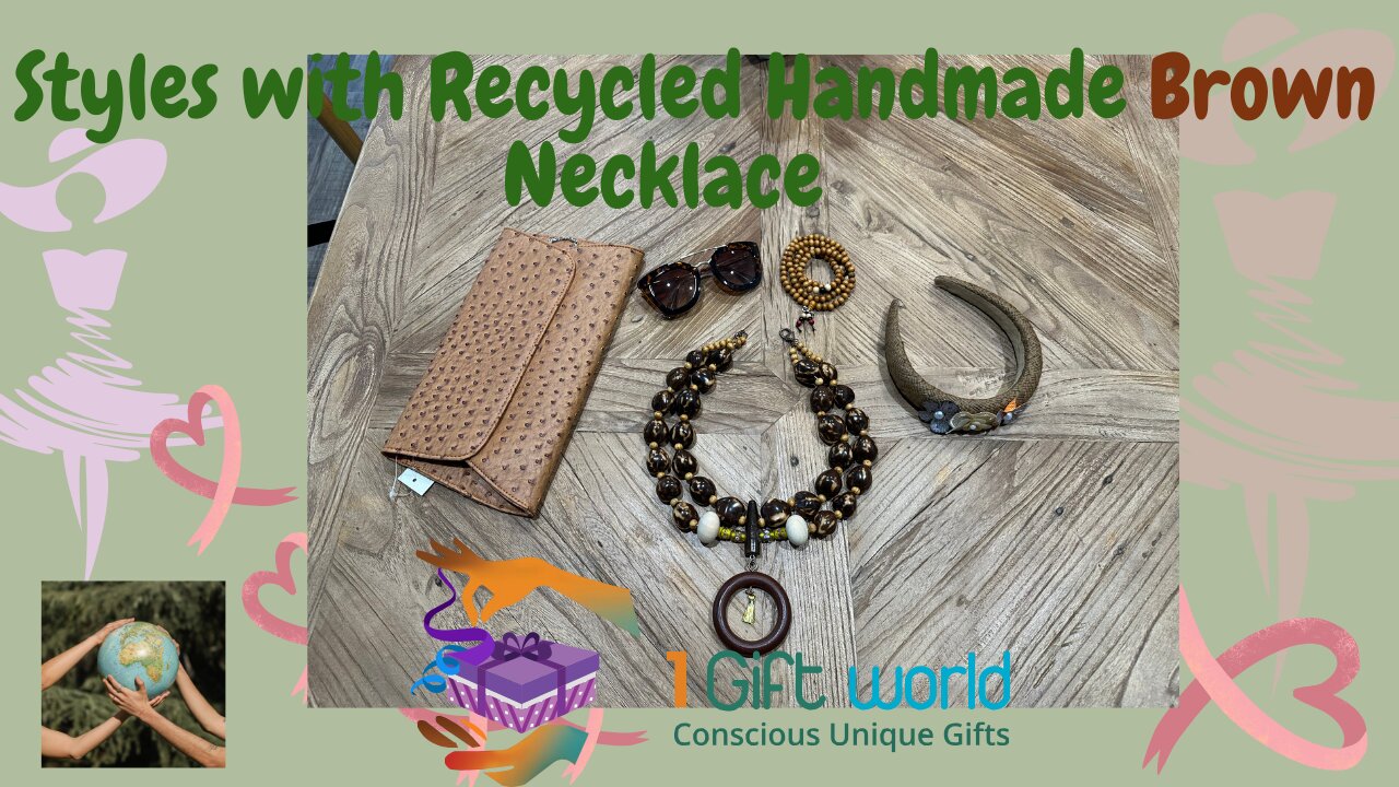 3 Styles for Handmade Recycled Brown Necklace #HandmadeRecycled #howtostyle #browncolor