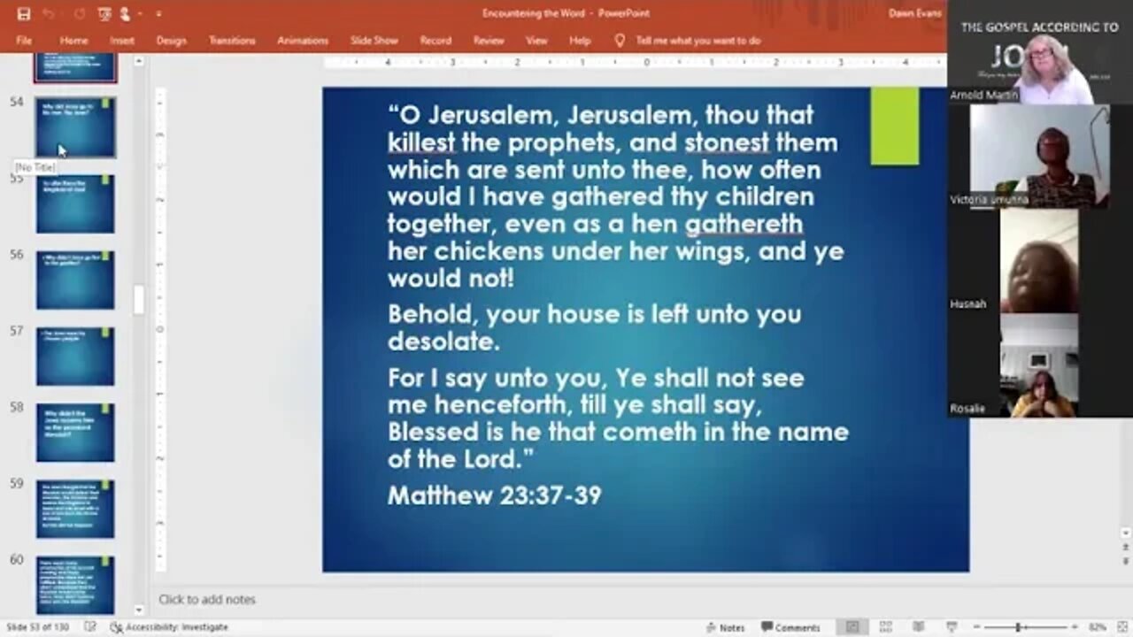 Ladies' Zoom Bible study on the Gospel according to John, chapter two.