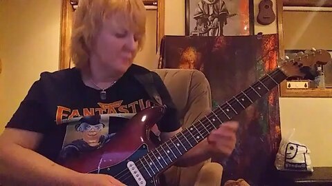 Cari Dell- female lead guitarist playing the blues