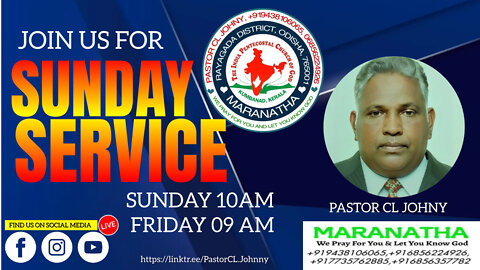 Bible Sermon by Pastor CL Johny on 9 October 2022