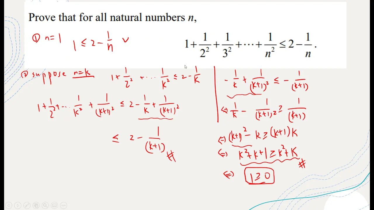 Mathematical induction middle level exercise