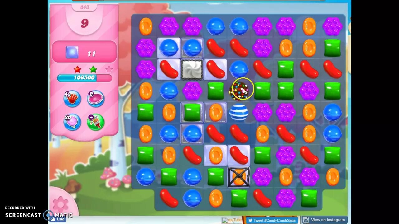 Candy Crush Level 643 Audio Talkthrough, 3 Stars 0 Boosters