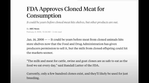 FDA Approved Use Of Cloned Meats