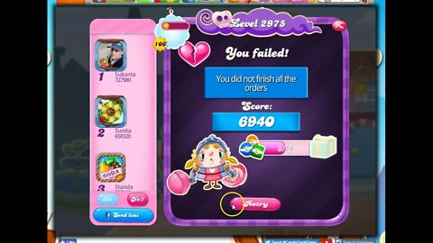 Candy Crush Level 2975 Talkthrough, 14 Moves 0 Boosters