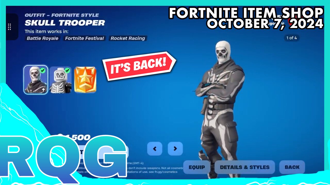 SKULL TROOPER IS BACK IN THE CORRECT MONTH! FORTNITE ITEM SHOP (October 7, 2024)