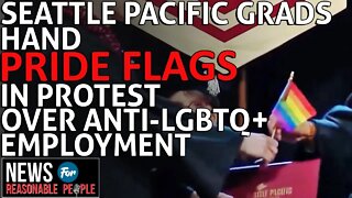 Spring Graduates hand Pride Flags in protest at a Seattle Christian University