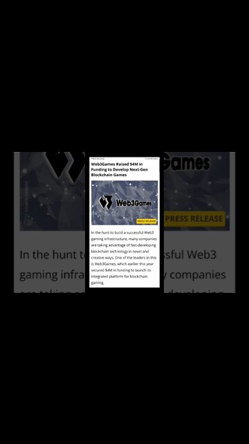 Web3Games Raised $4M in Funding to Develop Next-Gen Blockchain Games #cryptomash #web3 #crypto