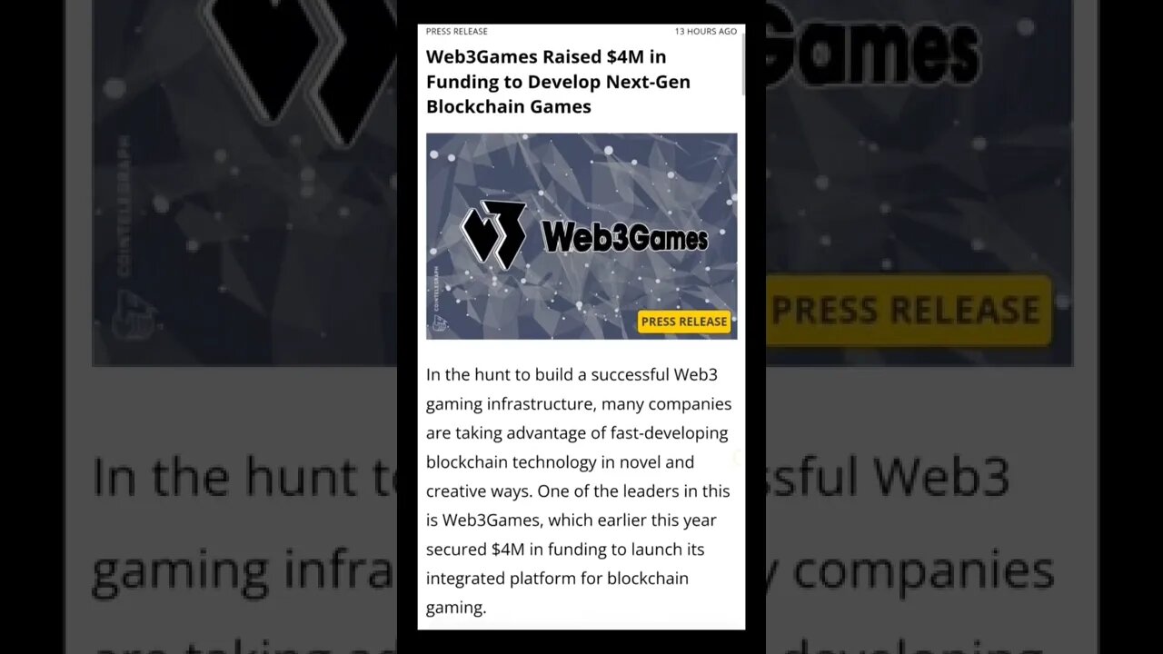 Web3Games Raised $4M in Funding to Develop Next-Gen Blockchain Games #cryptomash #web3 #crypto