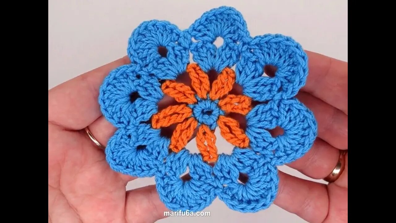 How to crochet colorful flower coaster doily simple pattern by marifu6a