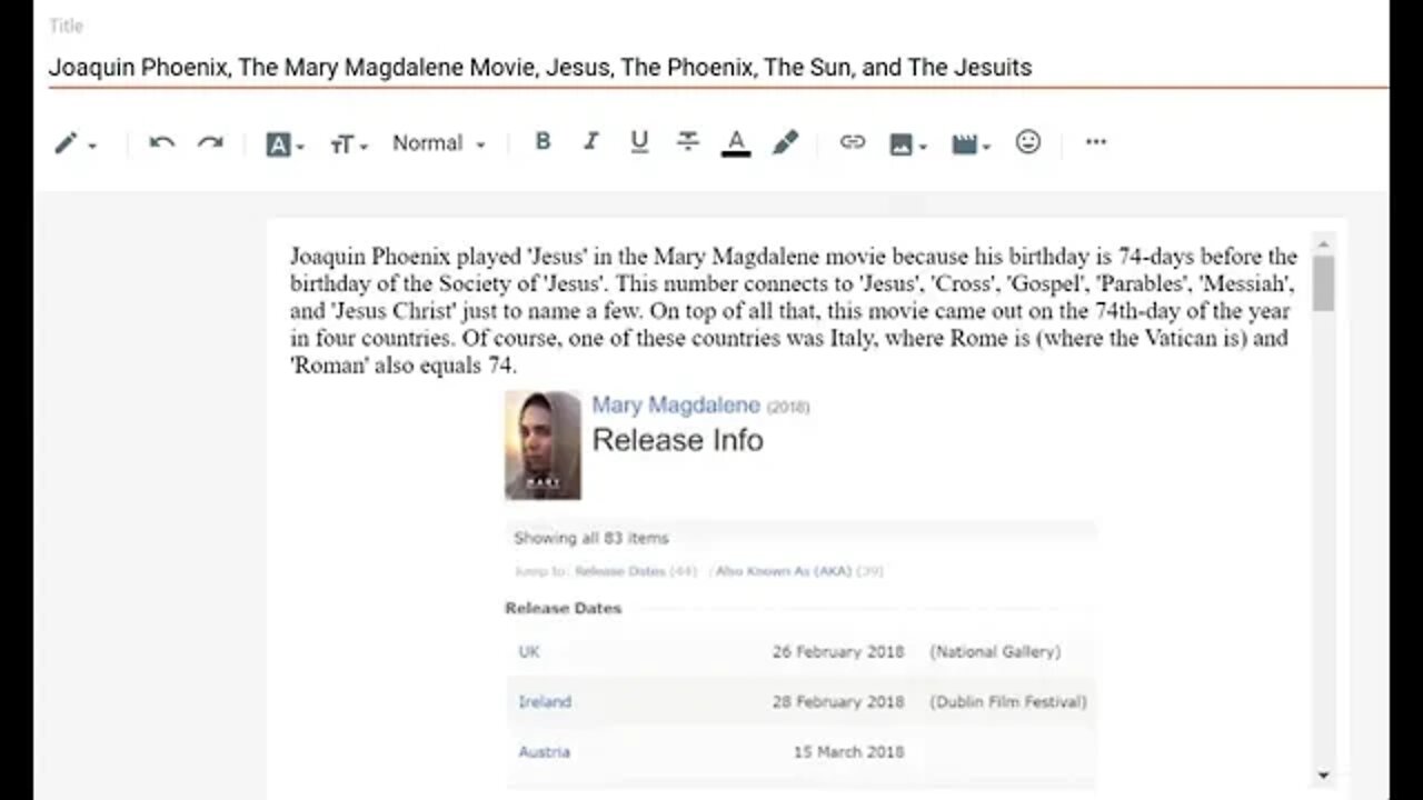 The Mary Magdalene Movie, Joaquin Phoenix, and The Jesuits #Gematria #Numerology #Kabbalah #Truth