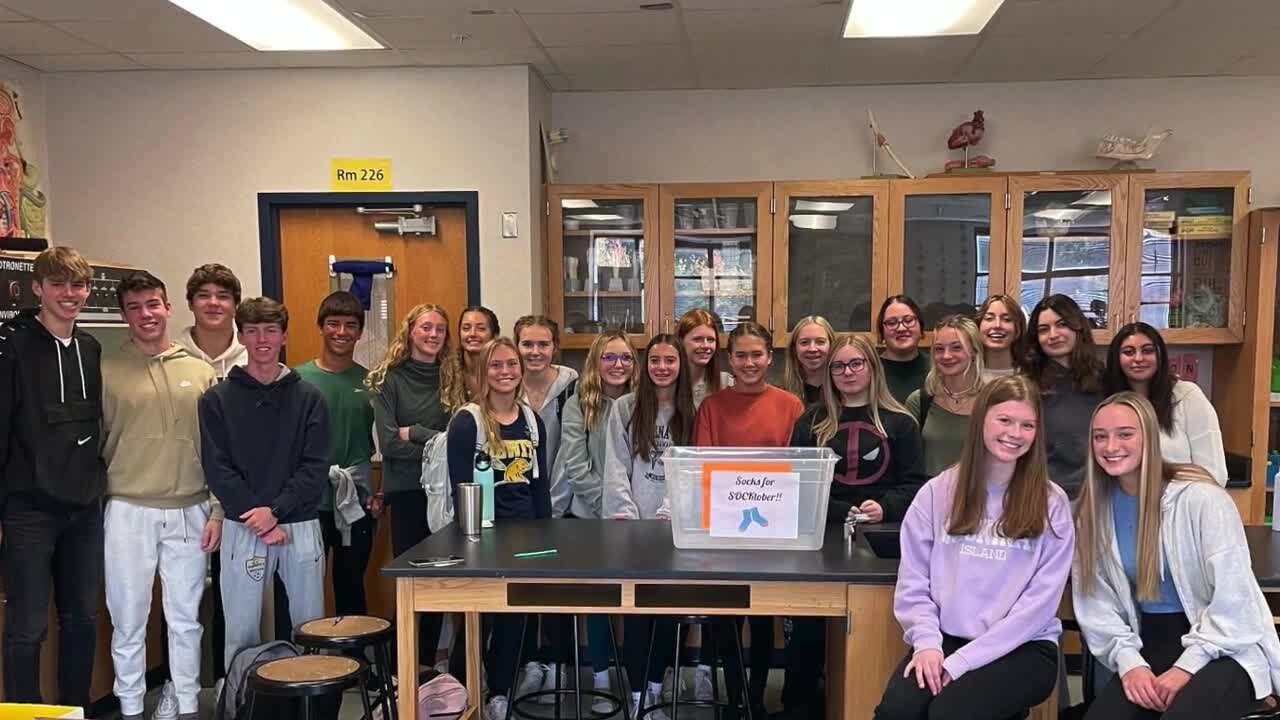 DeWitt High School Club celebrates Sock-tober, collecting sock donations