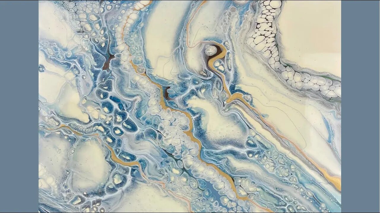 Beautiful Blue Ethereal Ribbon Pearl Pour | Acrylic Fluid Art