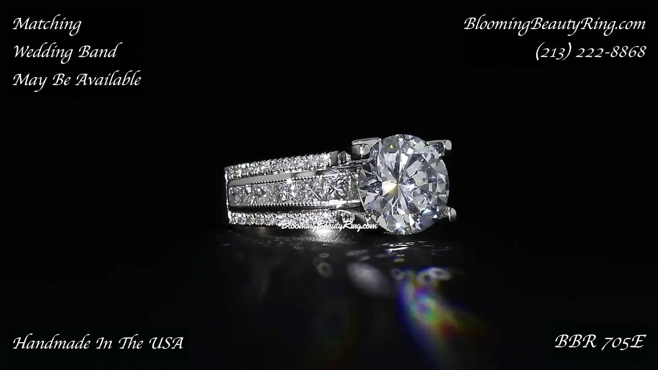 BBR 705E Diamond Engagement Ring With Sapphire By BloomingBeautyRing.com