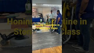 Honing & Polishing Travertine During Stone Care Class