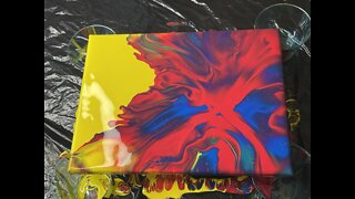 3 Primaries, 5 pours! Chaos with negative space #colorwheel #primarycolors #colortheory