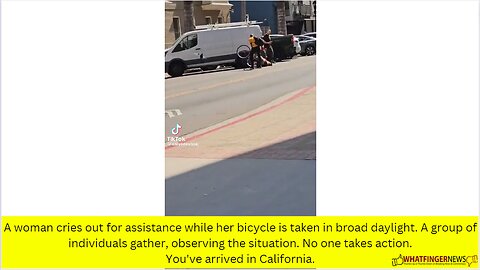 A woman cries out for assistance while her bicycle is taken in broad daylight.