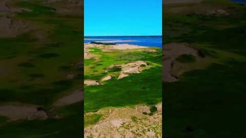 Flying over an island at the beach